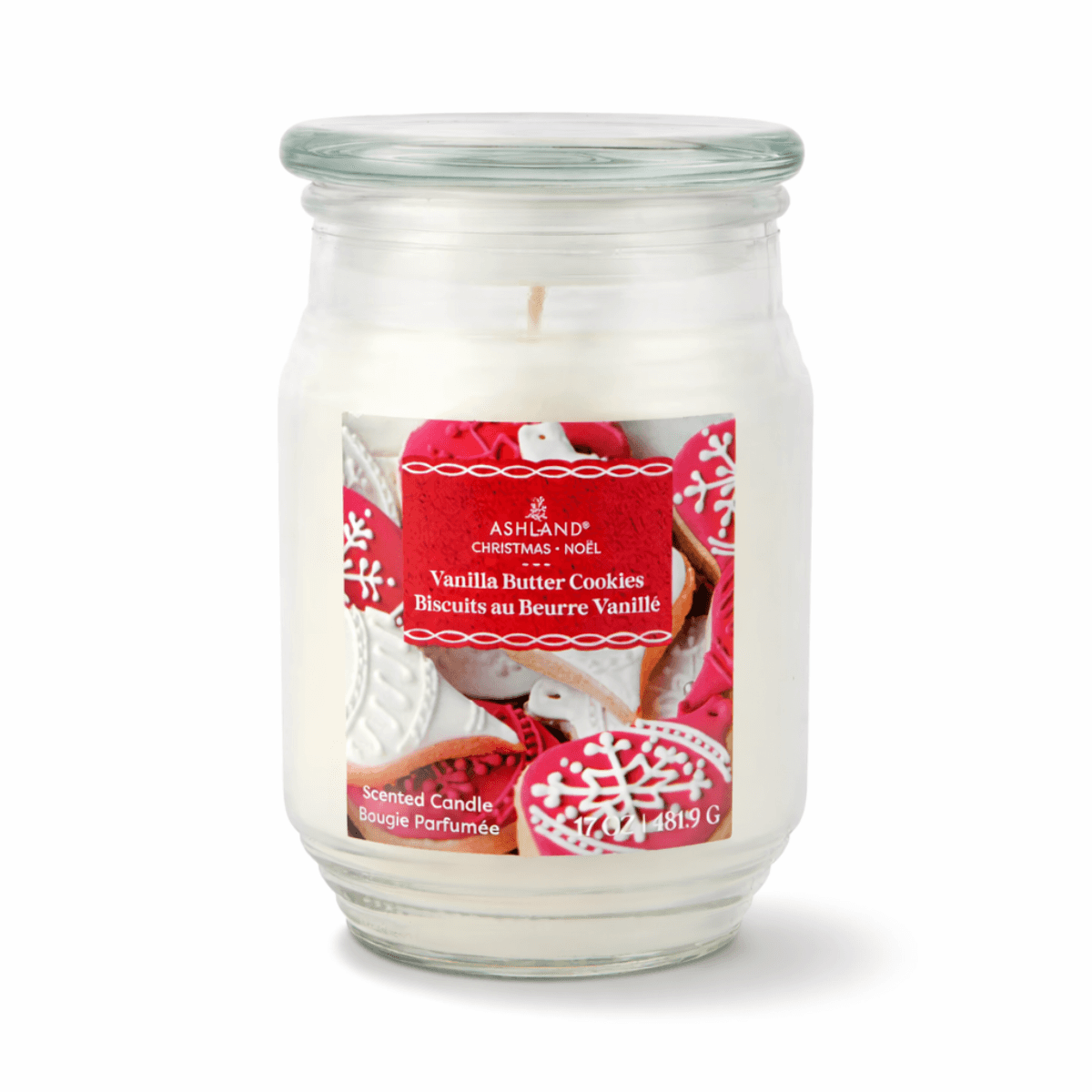 Vanilla Butter Cookies scented jar candle in glass jar with lid