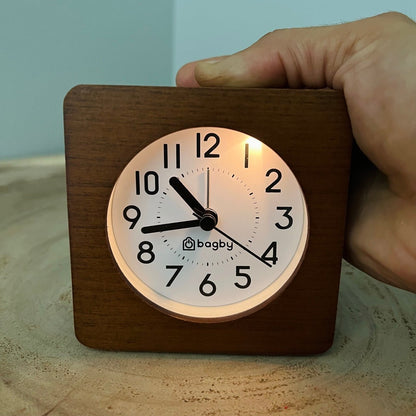 Bagby CLASSIC Reloj Despertador Silencioso de Madera