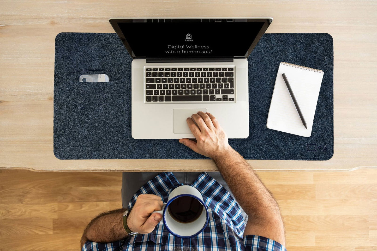 Bagby MAT Desk Pad With Phone Pocket, 27.5 x 11.8 in.