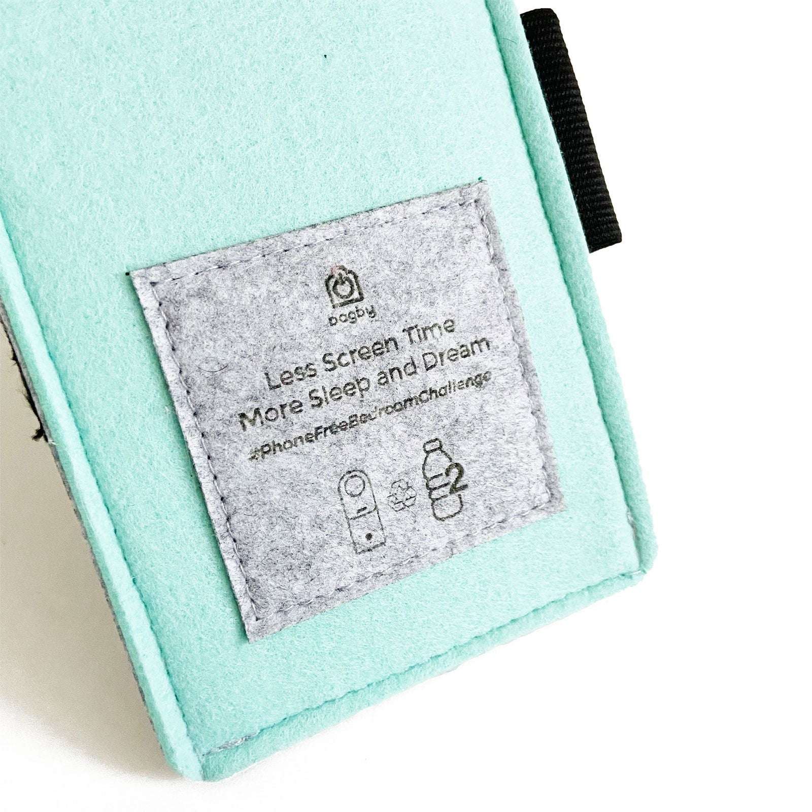 Felt phone holder with logo tag