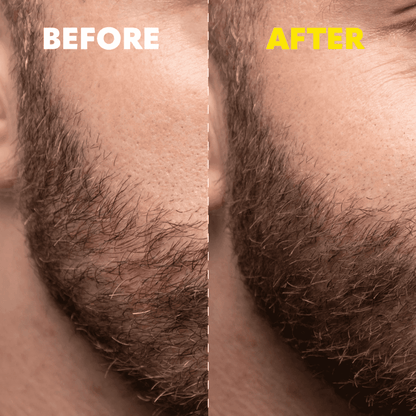 Beard color brush with yellow background highlighting features