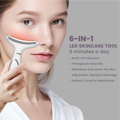 Red Light Therapy Facial Massager – Anti-Aging Skin Care Tool with Cooling Head & 6 Modes (Pearl White)