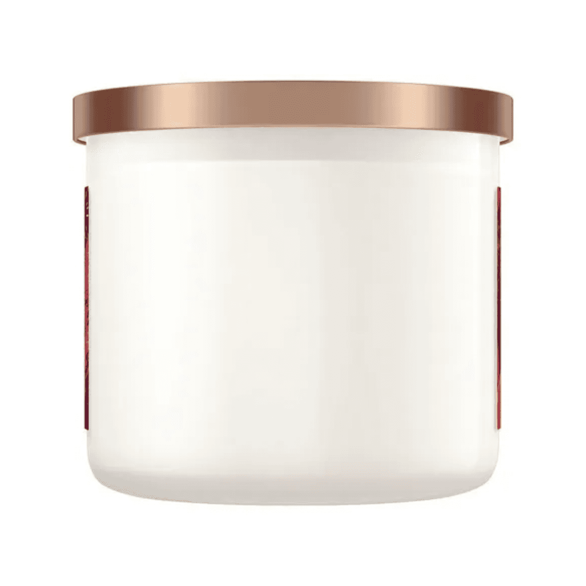 Unlit candle with rose gold lid and blank white jar for home decor