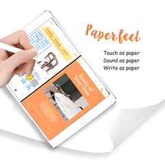 Digital tablet displaying a design app with 'Paperfeel' branding and text.