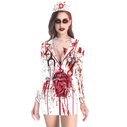 KatchOn Halloween Bloody Nurse Costume for Women – Zombie Nurse Dress XL
