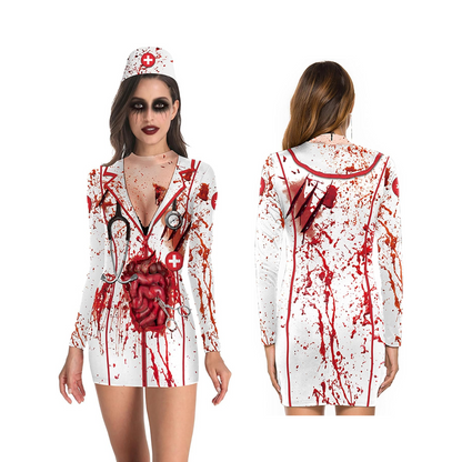 KatchOn Halloween Bloody Nurse Costume for Women – Zombie Nurse Dress XL