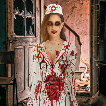 KatchOn Halloween Bloody Nurse Costume for Women – Zombie Nurse Dress XL