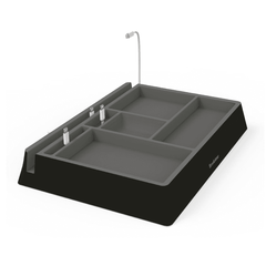 Multi-device charging station organizer from Brookstone on a white background.