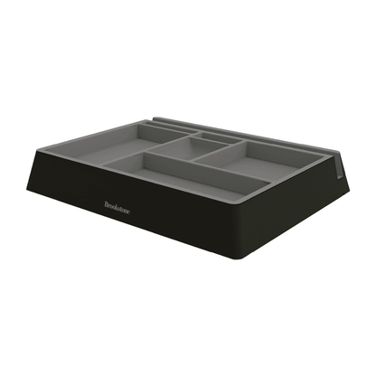 Multi-device charging station and organizer from Brookstone on a white background. 