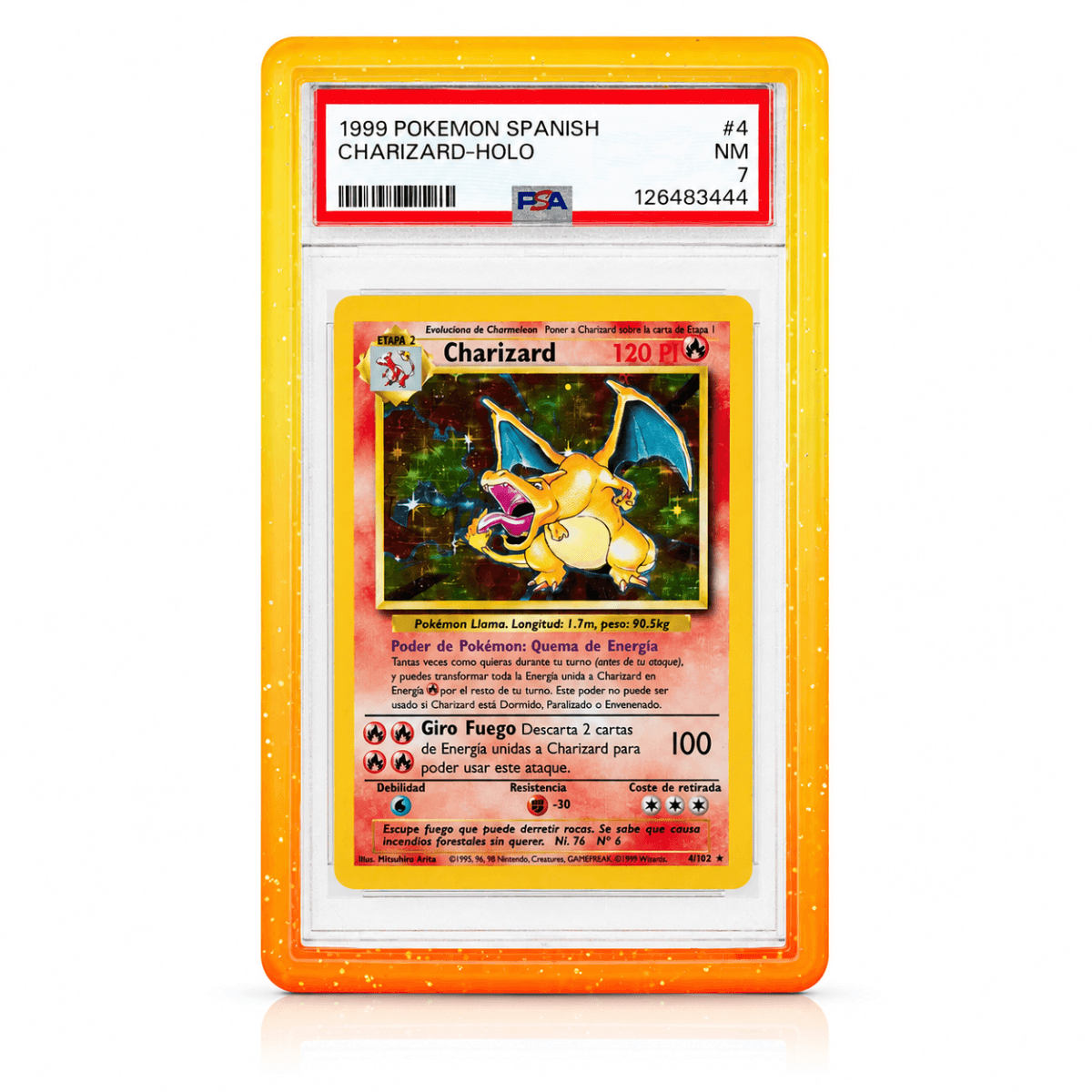 Graded Pokémon Charizard card in PSA slab case bumper