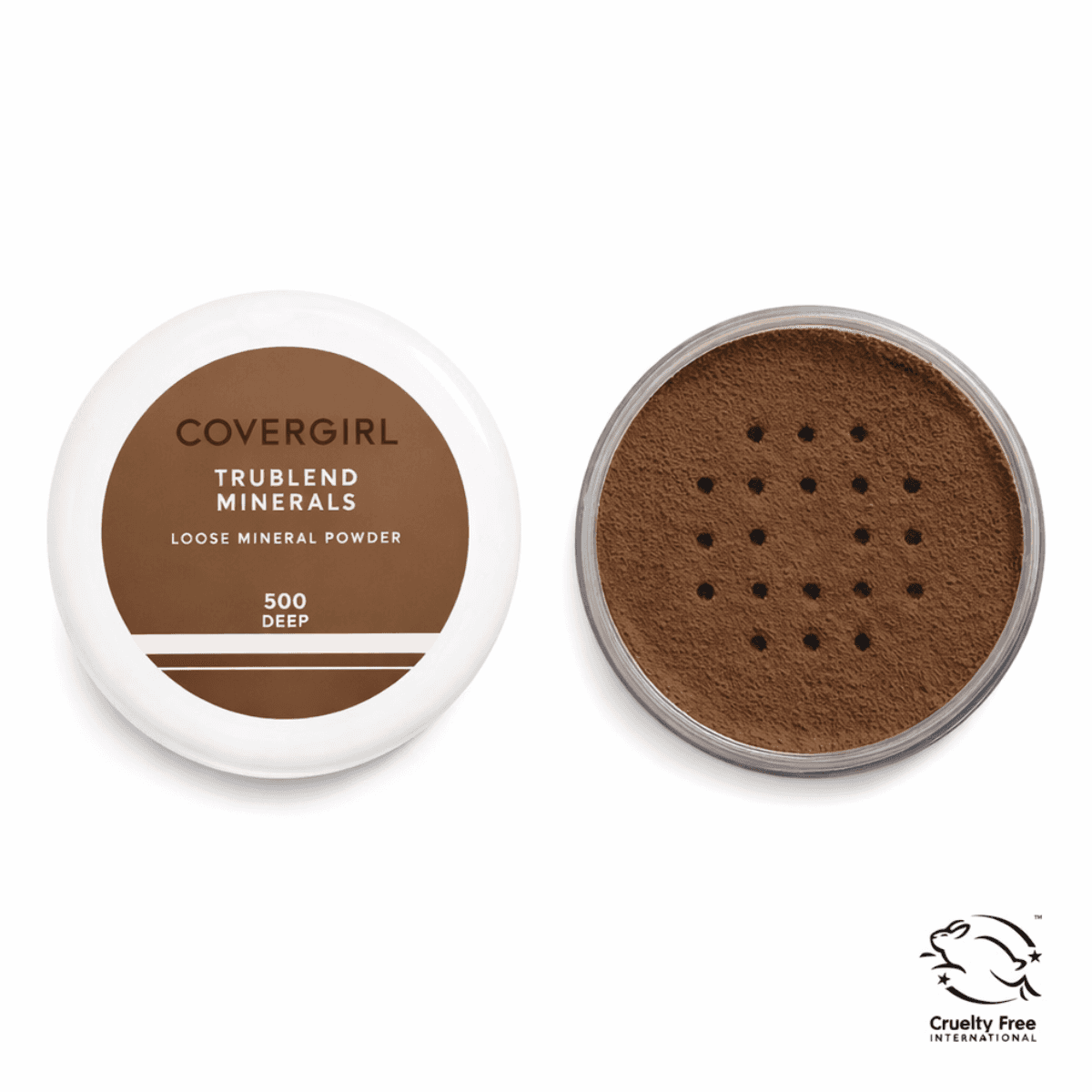 CoverGirl TruBlend Minerals loose mineral powder in deep shade on a white background