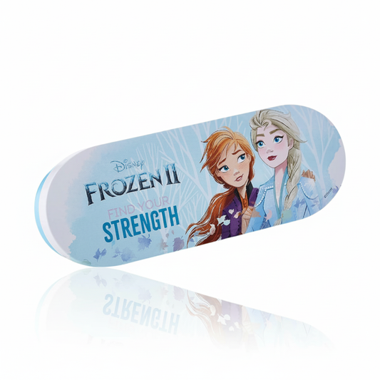 Lip and Face makeup tin with 'Frozen II' characters and text on a white background