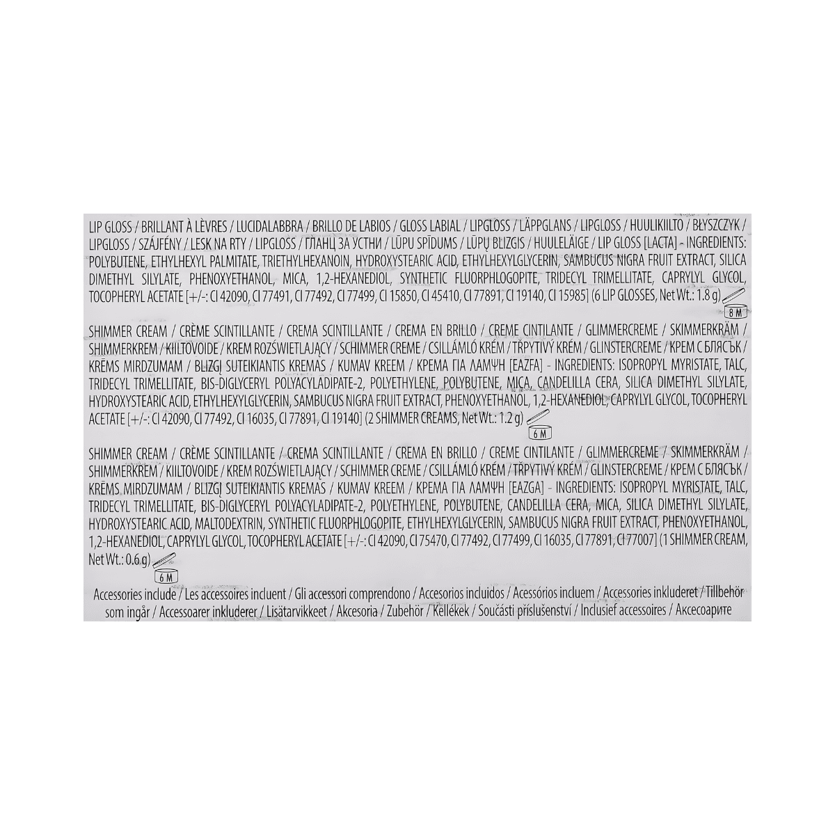 Product label with text on a white background