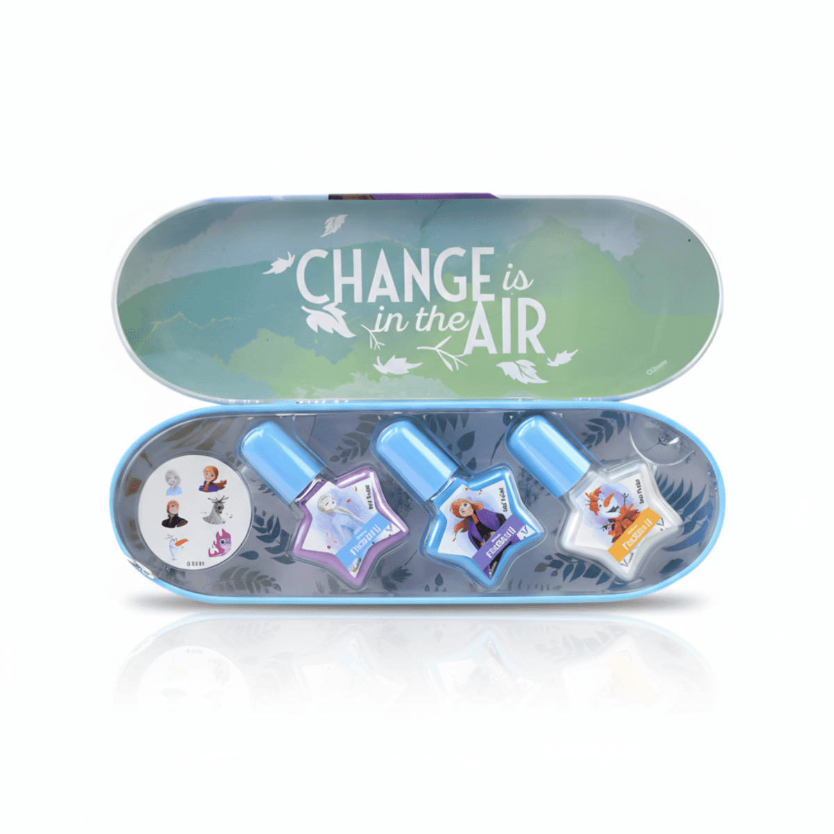 Frozen nail polish with stickers and themed tin for kids