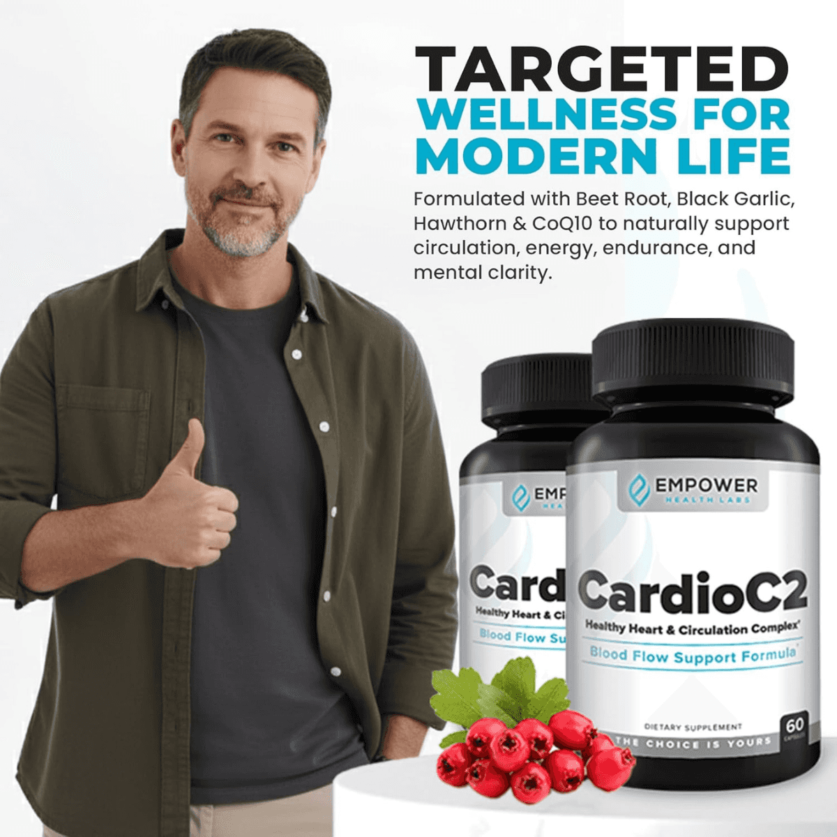 Targeted wellness supplement with capsules for circulation and energy