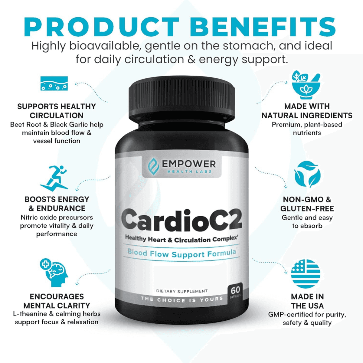Suplemento de remolacha CardioC2, 60 cápsulas