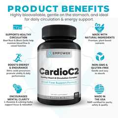 Suplemento de remolacha CardioC2, 60 cápsulas
