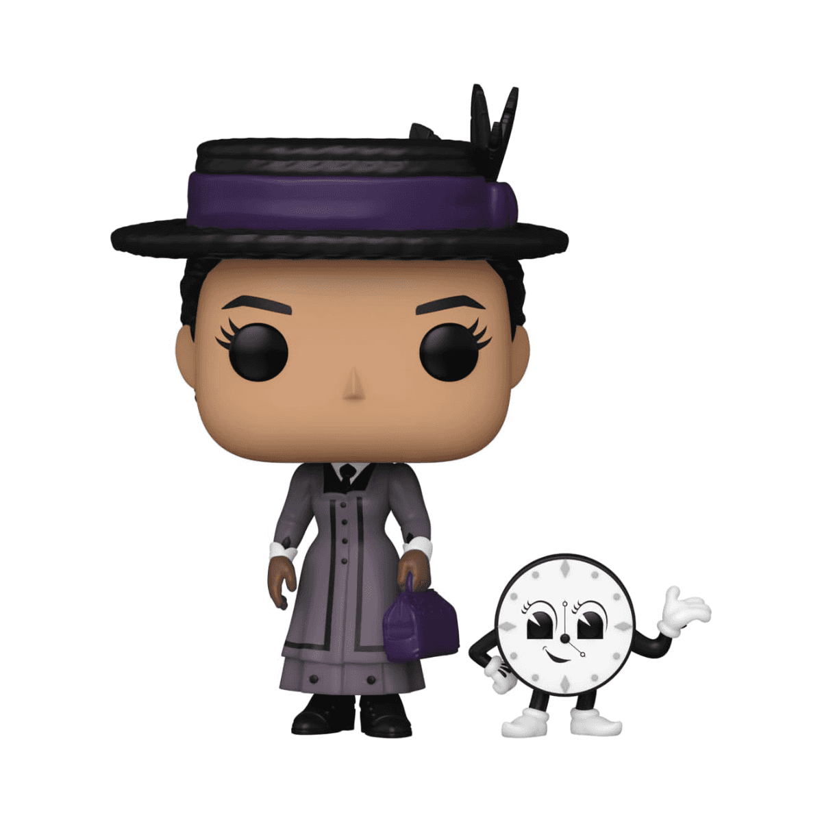 Funko Pop! vinyl figure of a character with a purple hat and coat, holding a clock, on a white background.