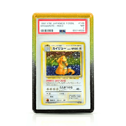 Green speckled PSA slab case bumper with Pokémon card