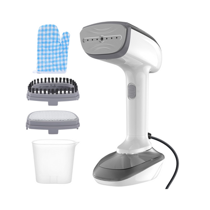 1800W Handheld Fabric Steamer – Fast Heat, 2-in-1 Iron & Wrinkle Remover with Accessories (120V, White)