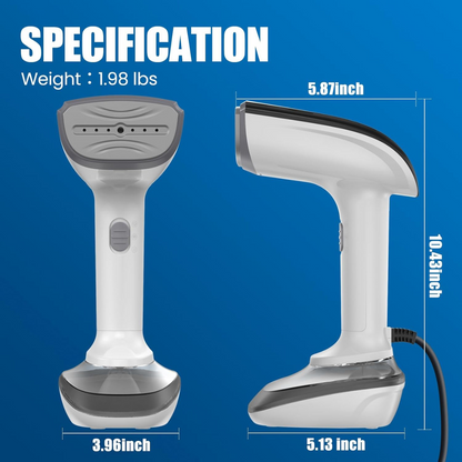 1800W Handheld Fabric Steamer – Fast Heat, 2-in-1 Iron & Wrinkle Remover with Accessories (120V, White)