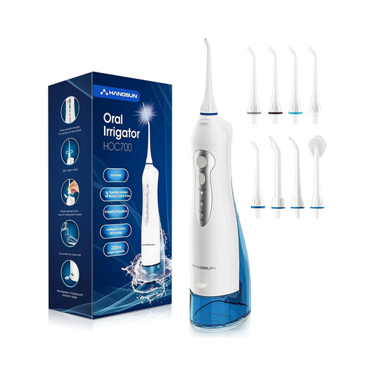 HANGSUN Cordless Water Flosser for Teeth – Rechargeable Oral Irrigator with 8 Jet Tips (White)
