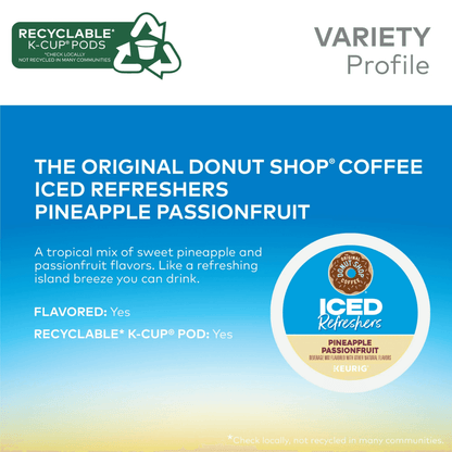 Recyclable K-Cup pods packaging for Pineapple Passionfruit Iced Refreshers