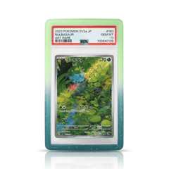 Green speckled PSA slab case bumper with Pokémon card