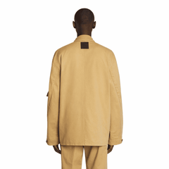 Lanvin x Future asymmetrical utility jacket in cotton twill with multiple pockets and snap cuffs