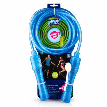 Blue LED jump rope with neon handles for fitness
