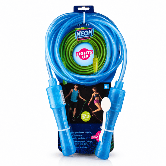 Blue LED jump rope with neon handles for fitness