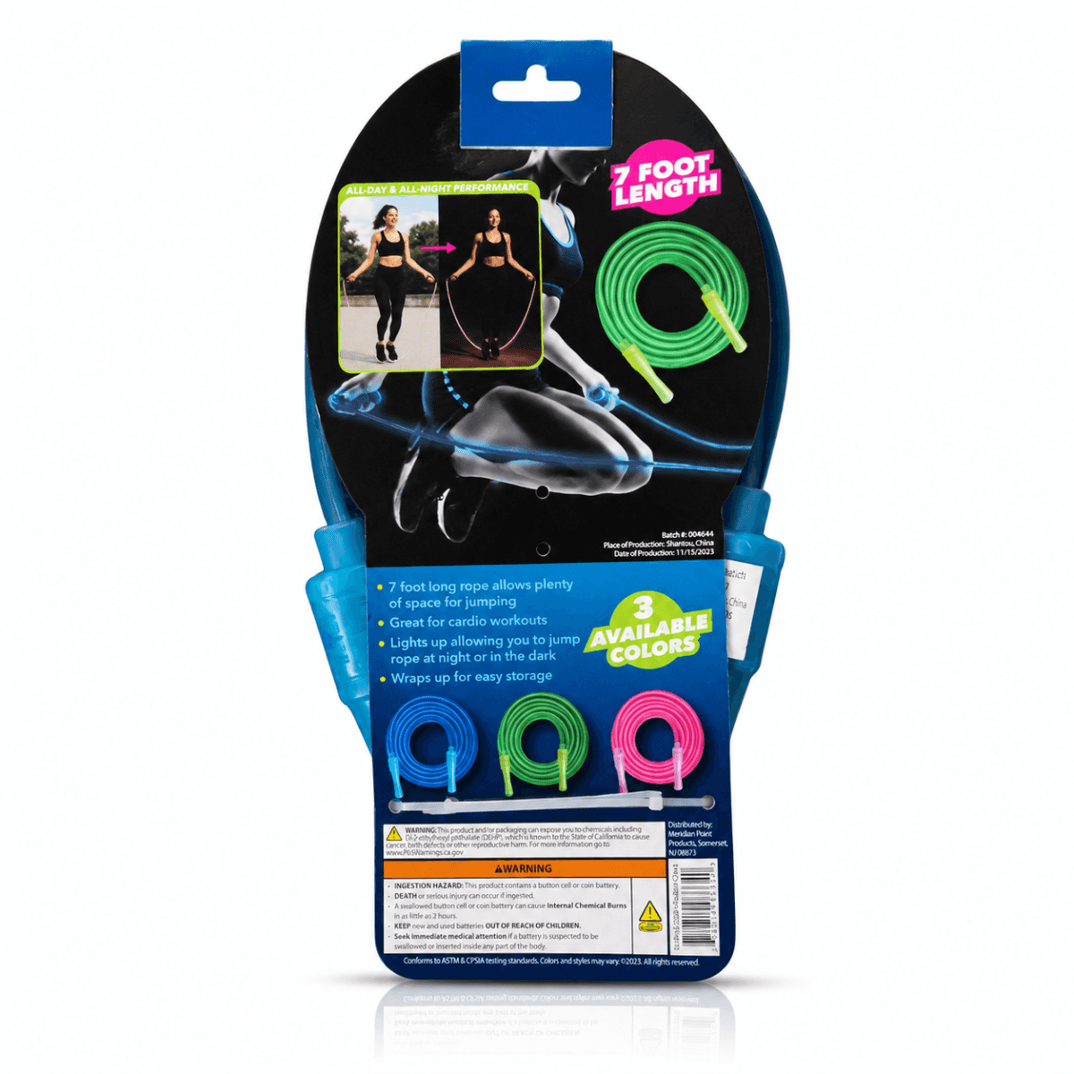 Colorful jump rope with neon handles for exercise