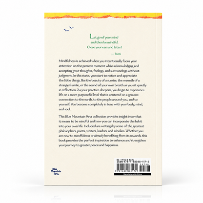 Cream mindfulness book by Blue Mountain Arts, Mindfulness Day by Day, featuring a Rumi quote and orange trim on cover