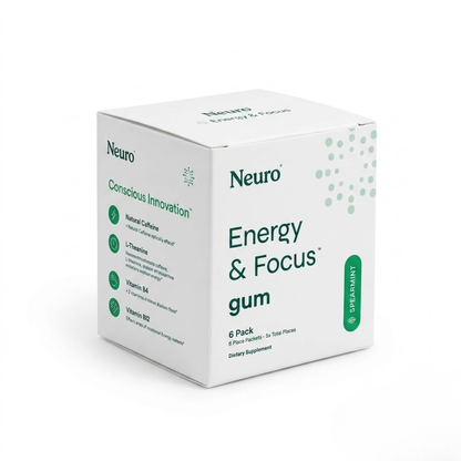 Box of Neuro Energy & Focus gum on a white background