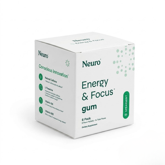 Box of Neuro Energy & Focus gum on a white background