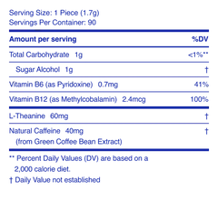 Nutritional label with details of a product's ingredients and nutritional values.