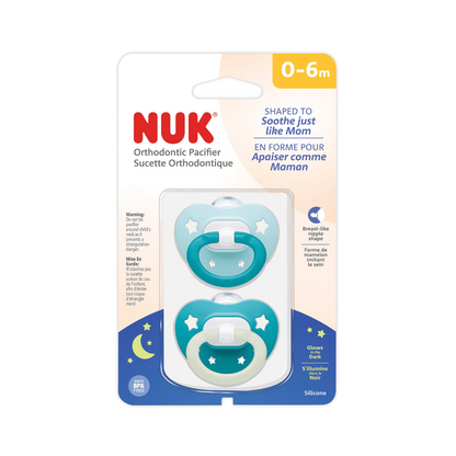 NUK Orthodontic Silicone Pacifier 0–6 Months – Glow in the Dark