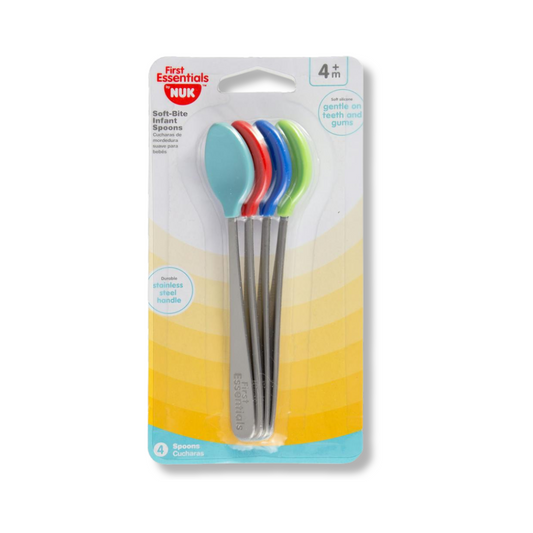 First Essentials by NUK Soft-Bite Infant Spoons – Silicone Tip & Stainless Steel