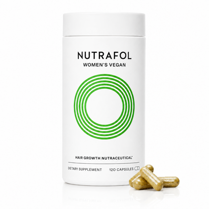 Nutrafol women's vegan hair growth supplement on a white background