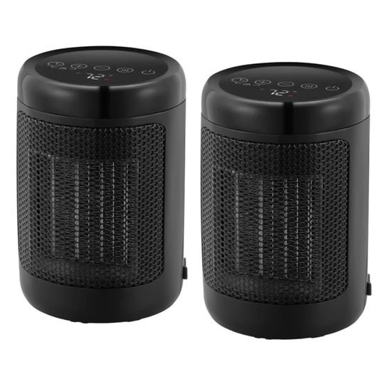 Black ceramic space heater 2-pack with digital controls