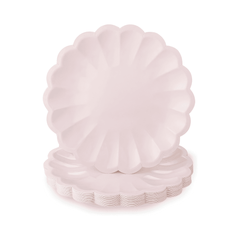 Pink scalloped paper plates for parties