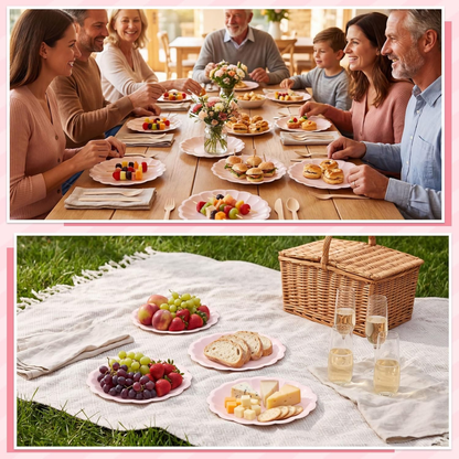 NatNarr Pink Scalloped Paper Plates, 7 in, 50 Count