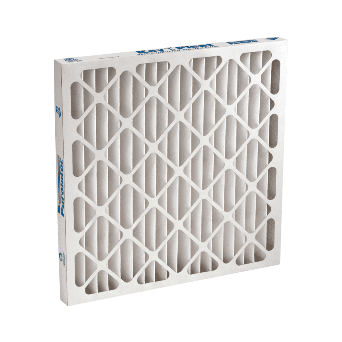 Close-up of pleated HVAC filter with support grid