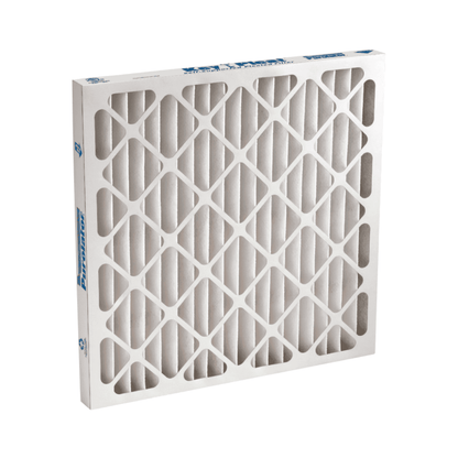 Close-up of pleated HVAC filter with support grid