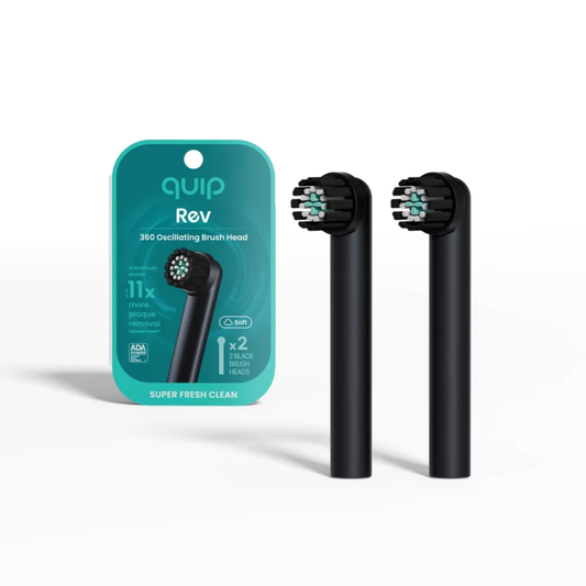 Black quip Rev replacement toothbrush heads, 2-pack