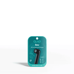 qup Rev toothbrush packaging with two replacement heads