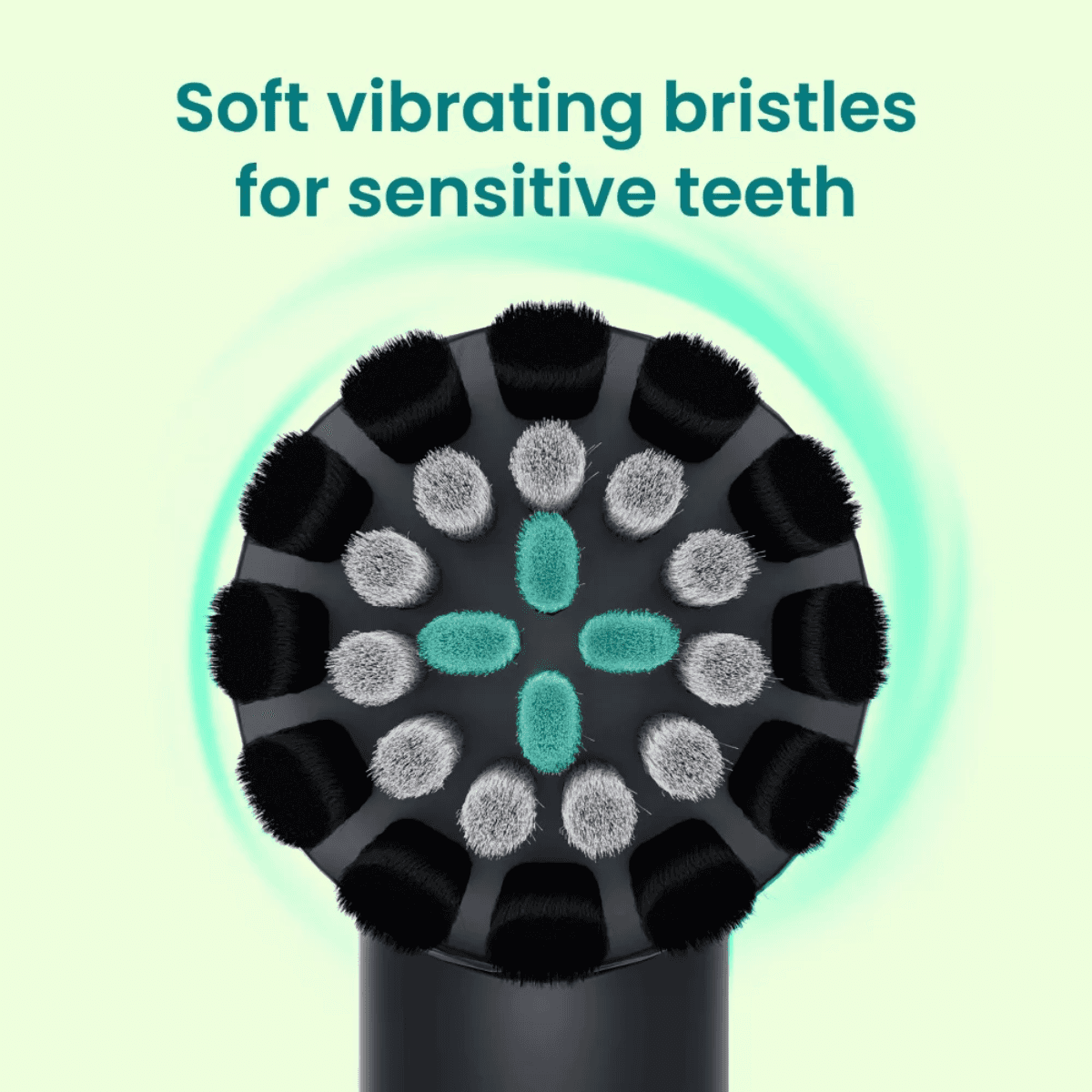 Soft vibrating bristles for sensitive teeth on electric toothbrush head