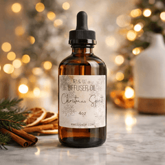 Christmas Spirit diffuser oil bottle with holiday decorations