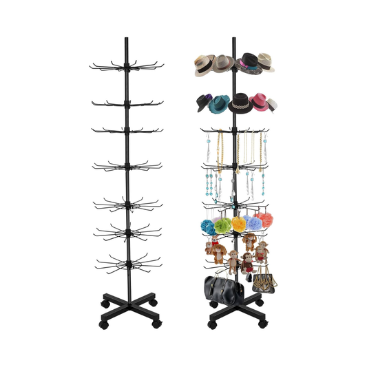 KODPDS 7-Tier Rotating Retail Display Stand with Hooks
