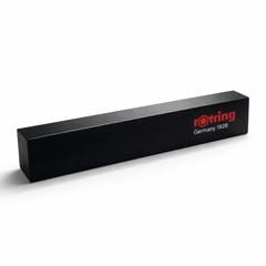 Black box packaging for the Rotring pen on a white background